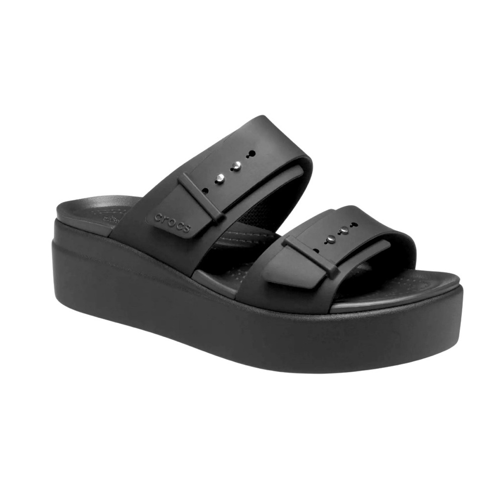 CROCS Lite Ride black Brooklyn wedge sandals women’s shoes size 10